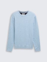 Pleteni džemper sa okruglim izrezom - Plava_9239730