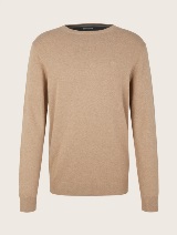 Pleteni pulover s okruglim izrezom - Smeđa_3463328