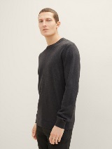 Pleteni džemper sa okruglim izrezom - Siva_955592
