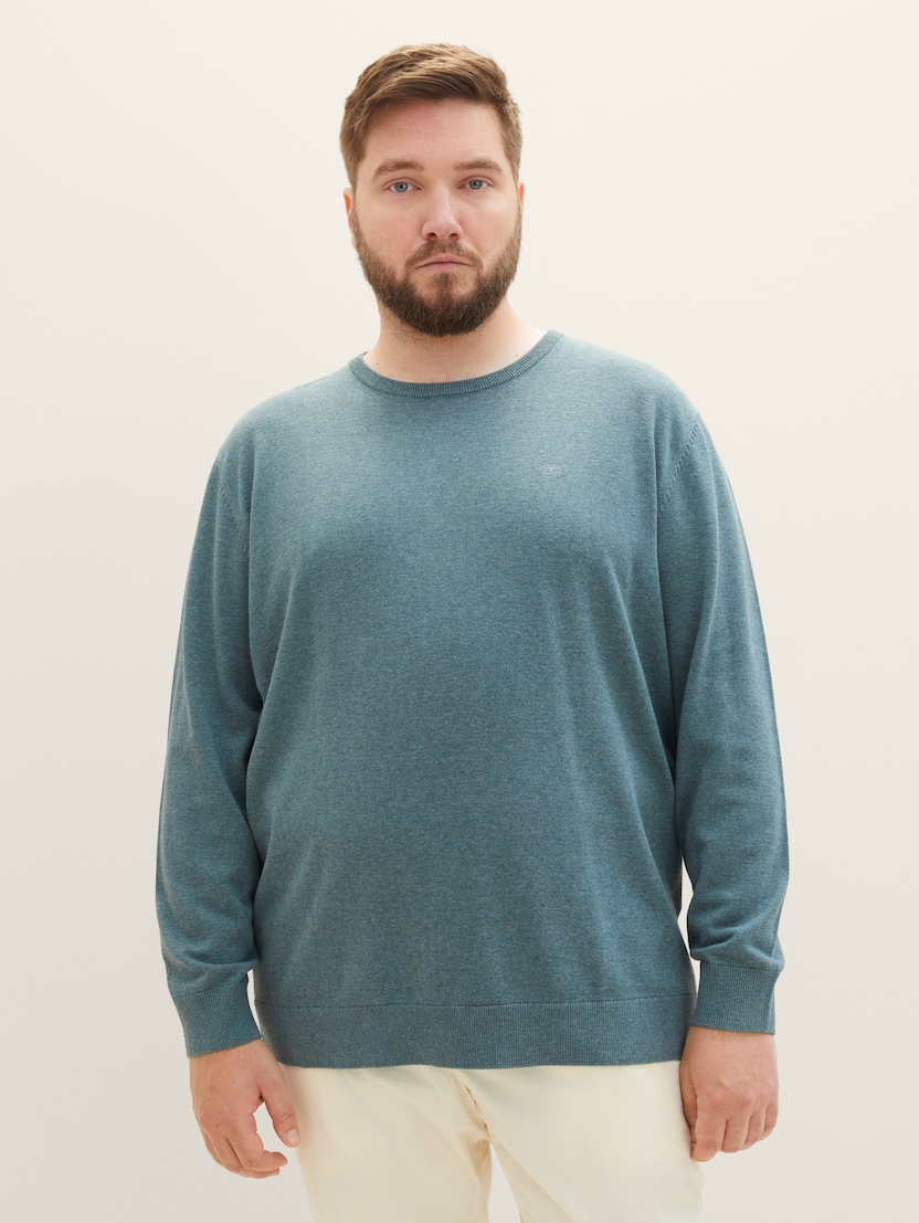 Pleteni pulover s okruglim izrezom - Zelena-1024149-32714-14