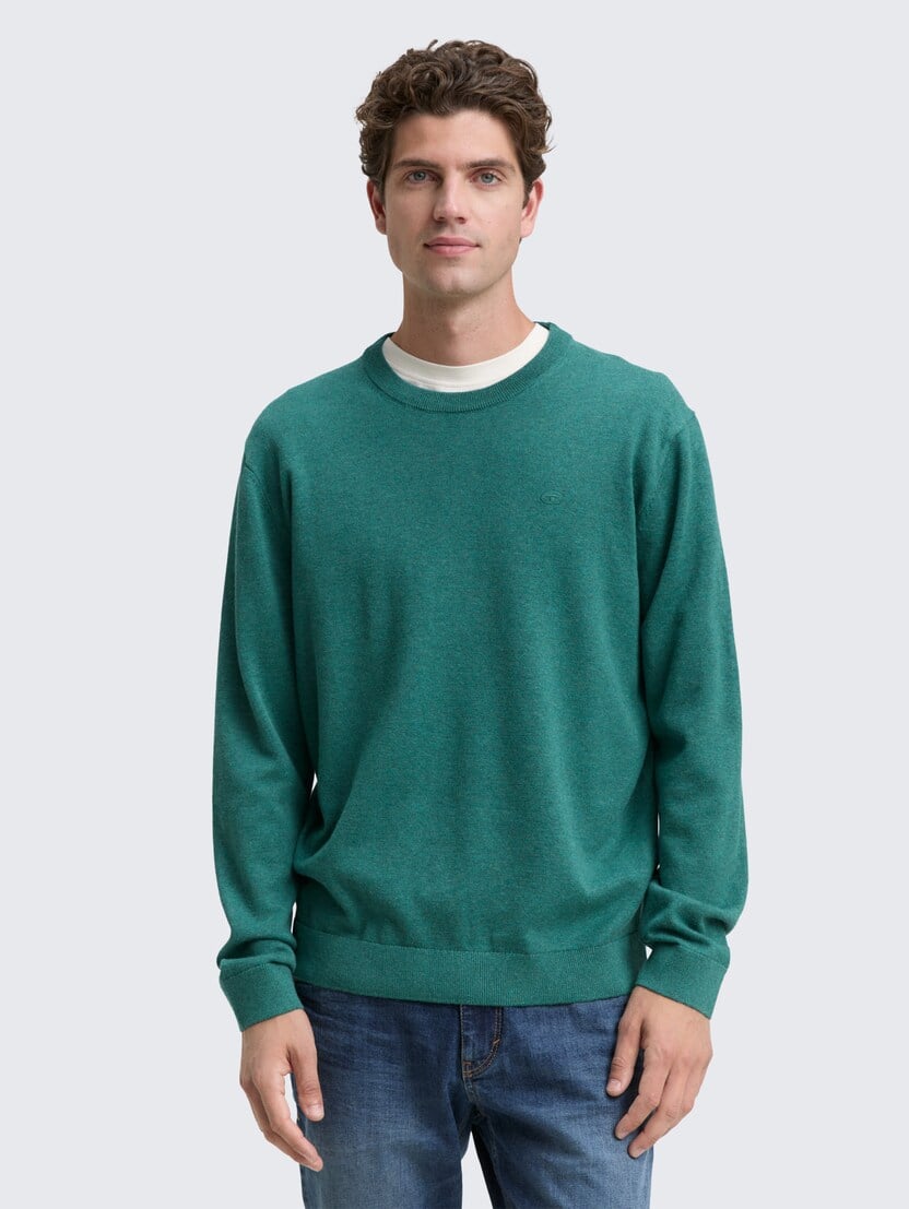 Pleteni džemper sa okruglim izrezom - Zelena