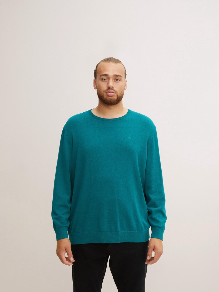 Pleteni pulover s okruglim izrezom - Zelena_7775413