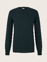 Pleten pulover z okroglim izrezom - Zelena_9950453