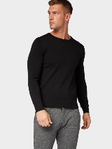 Pleten pulover z okroglim izrezom - Črna_701064