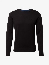 Pleten pulover z okroglim izrezom - Črna_701064