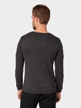 Pleten pulover z okroglim izrezom - Siva_9848361