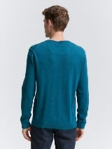 Pleteni džemper sa V-izrezom - Plava_4038007