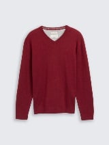 Pulover tricotat cu decolteu în V - Roşu_4473714