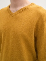 Pleteni džemper sa V-izrezom - Smeđa_2388661