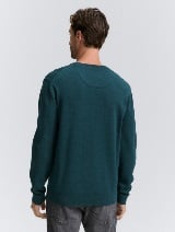 Pleteni džemper sa V-izrezom - Zelena_9933717