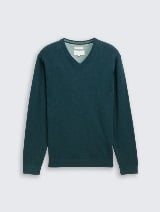 Pleteni džemper sa V-izrezom - Zelena_9933717