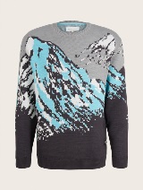 Pleteni pulover, ki je po celotni površini potiskan z žakarskim vzorcem - Vzorec/večbarvna_7186239
