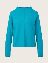 Pleteni pulover s cevastim ovratnikom - Modra_3841223