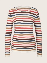 Pleteni pulover z dolgimi rokavi z okroglim izrezom - Vzorec/večbarvna_1233845