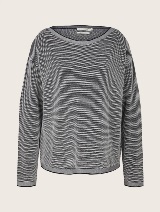 Pleteni pulover z ladijskim izrezom in teksturo - Siva_4616293