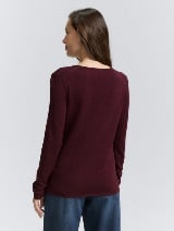 Pleteni džemper sa V-izrezom - Crvena_7812016