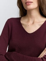 Pleteni džemper sa V-izrezom - Crvena_7812016