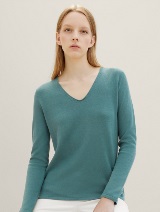 Pleteni džemper sa V-izrezom - Zelena_5222218