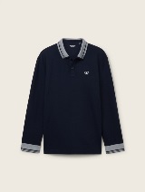 Bluză polo cu guler contrastant - Albastru_6284856
