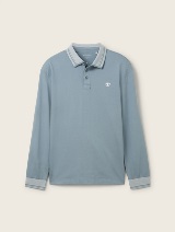 Bluză polo cu guler contrastant - Verde_1106114