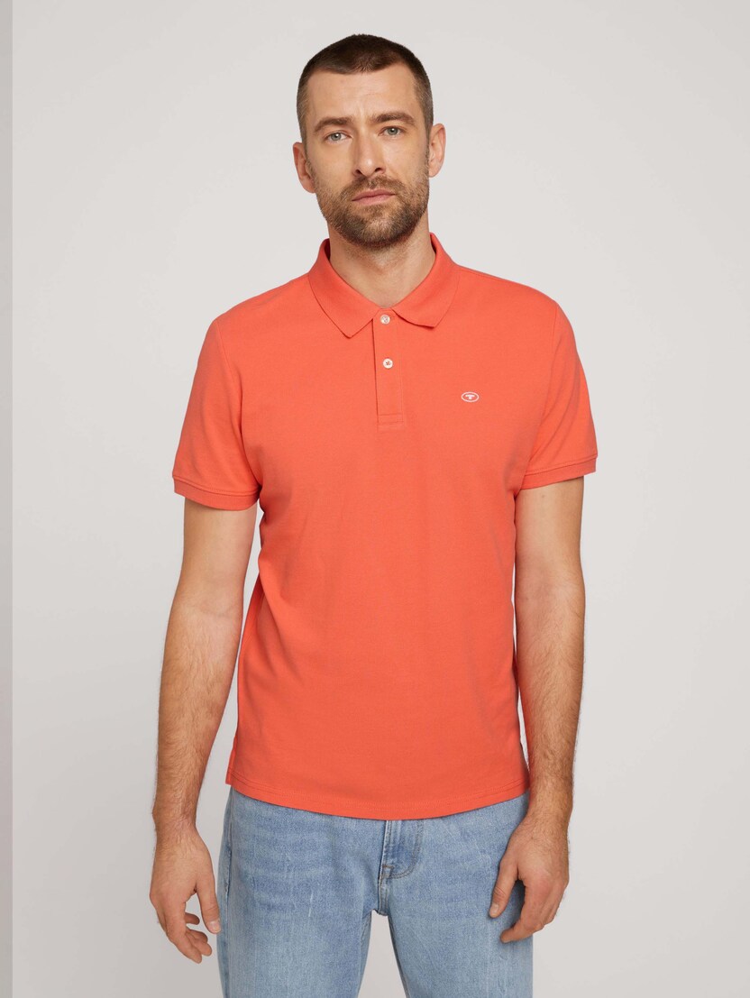 Polo majica s kratkimi rokavi in majhnim naprsnim vezenim logotipom - Oranžna-1031006-11834