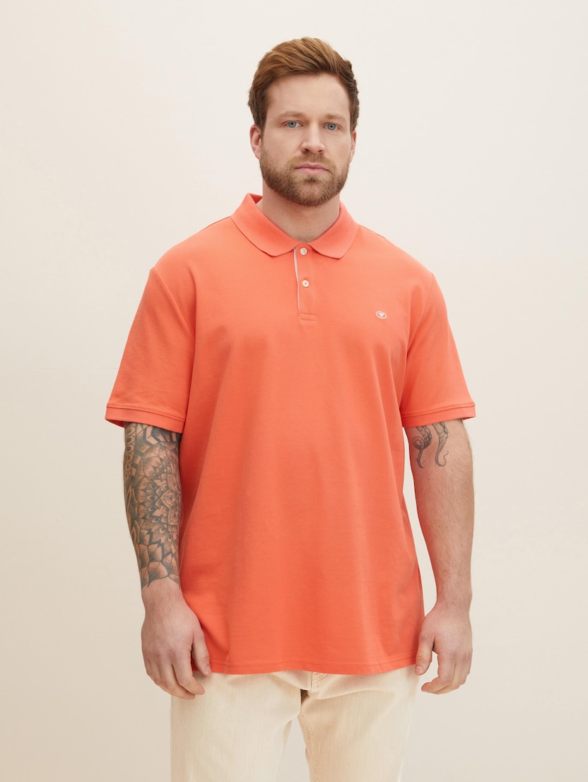 Polo majica s kratkimi rokavi in majhnim naprsnim vezenim logotipom - Oranžna_3354732