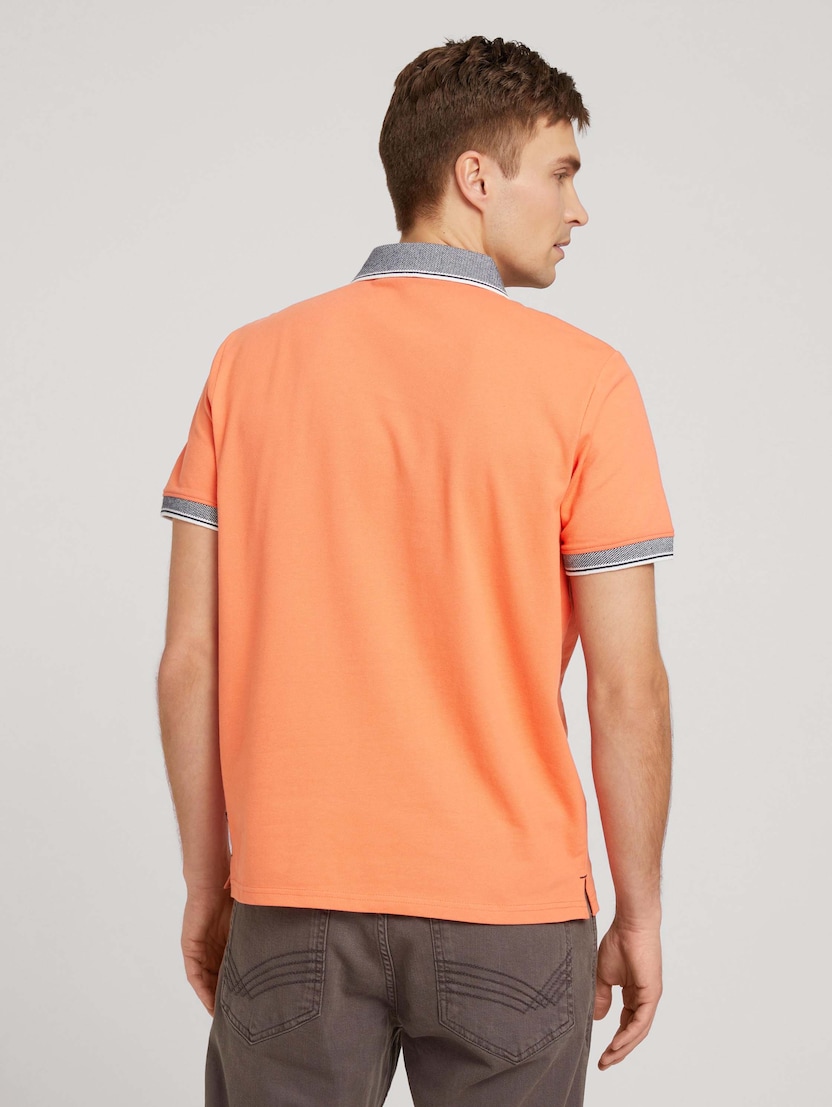 Polo majica s kratkimi rokavi in vezenim logotipom na prsih - Oranžna_2849540