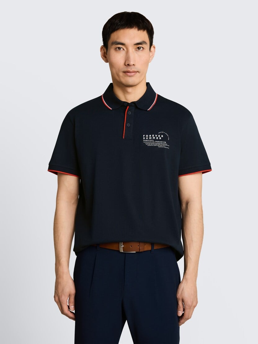 Polo majica s potiskom - Modra_202059