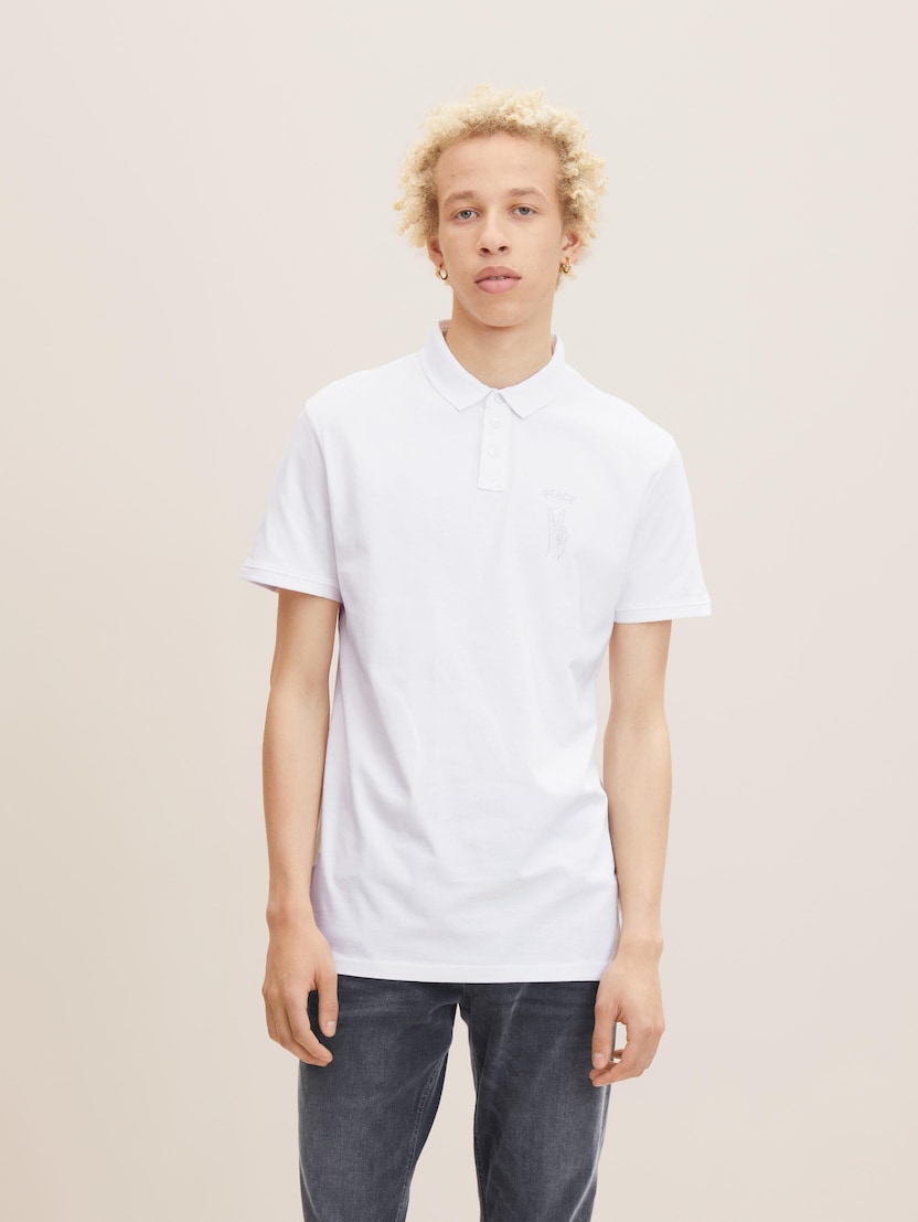 Polo majica u boji s printom - Bijela