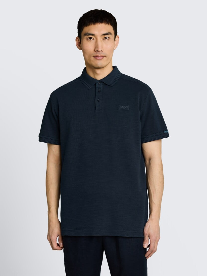 Tricou polo vopsit în ţesătură - Albastru_8088790