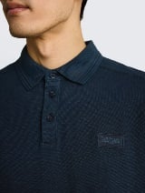 Tricou polo vopsit în ţesătură - Albastru_8088790
