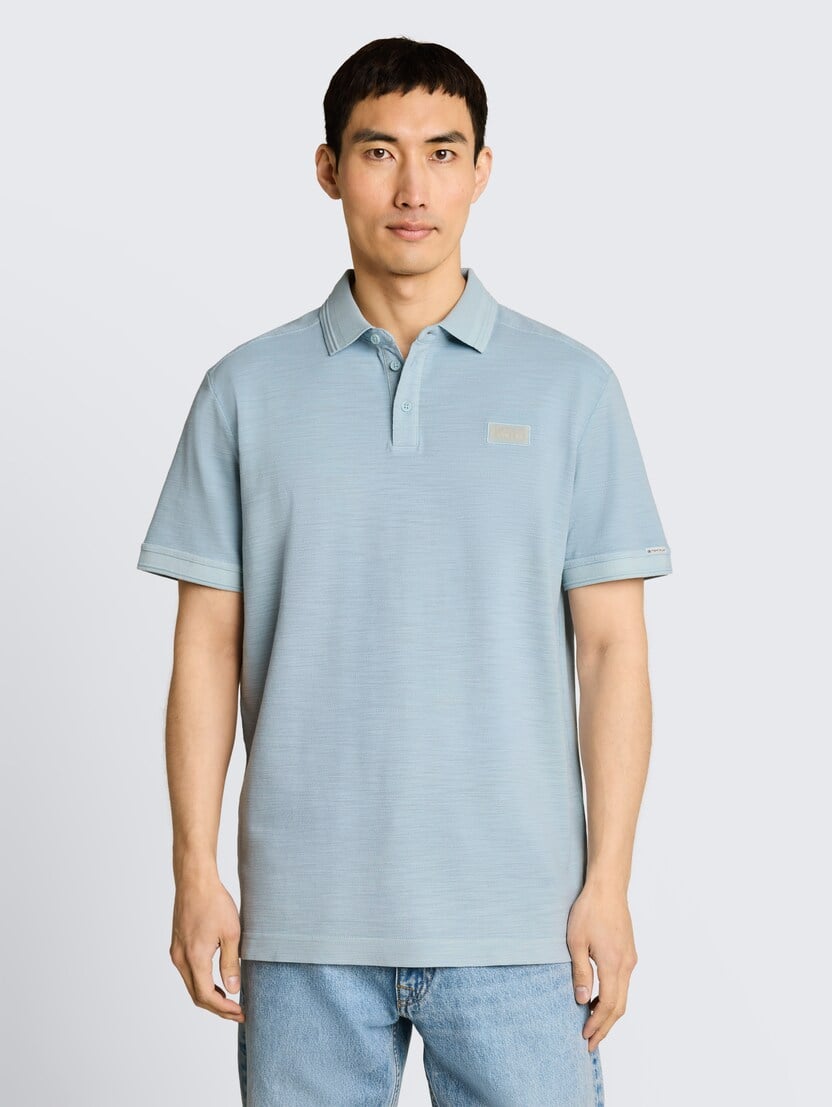 Tricou polo vopsit în ţesătură - Albastru_8142851