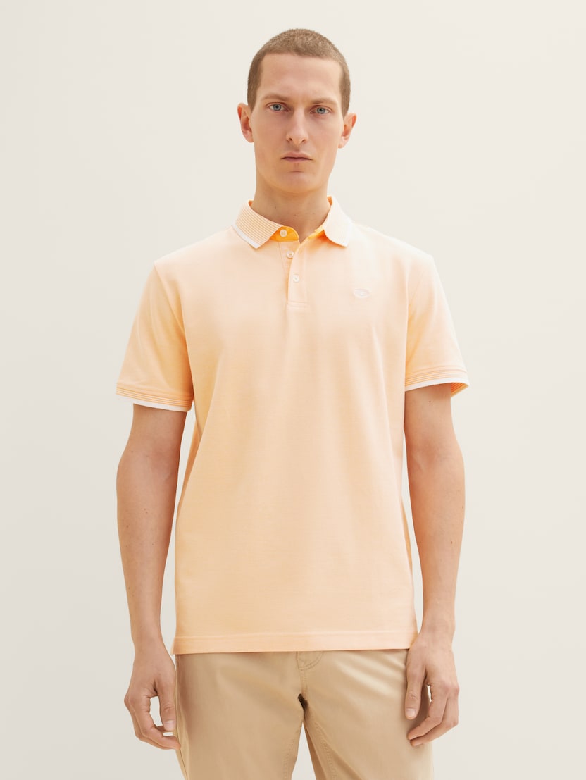 Polo majica z detajli na ovratniku - Oranžna