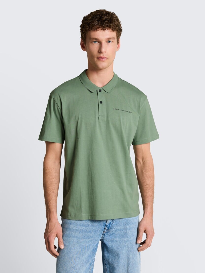 Tricou polo cu imprimeu mic - Verde_4071554