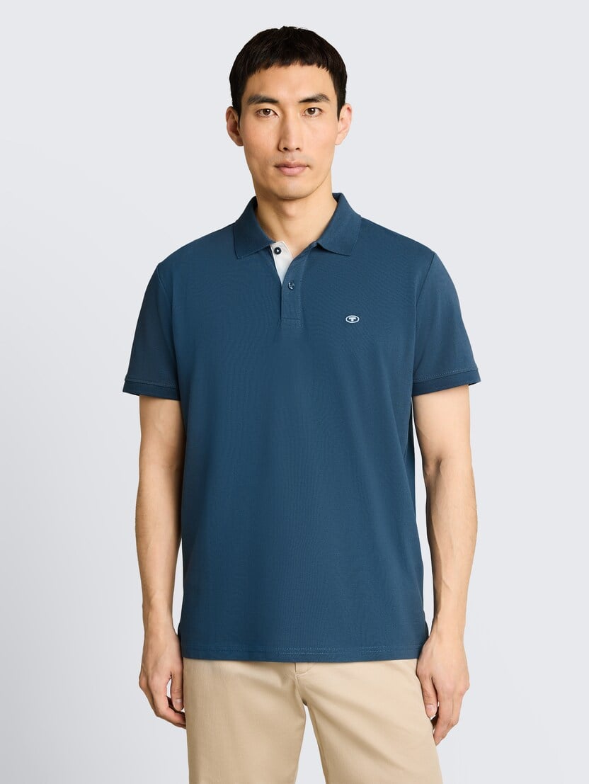 Polo-majica s malim izvezenim logom - Plava-1031006-26779-14