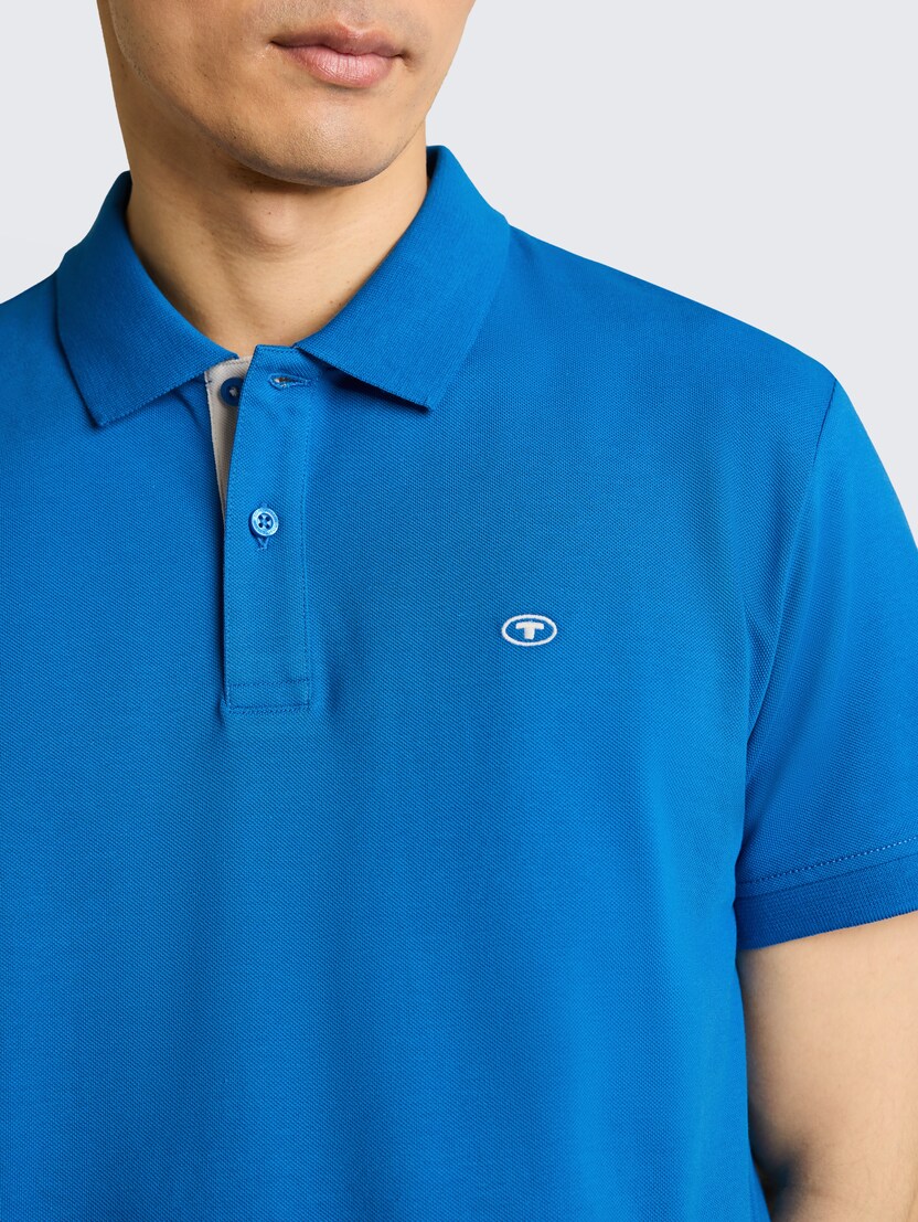 Tricou polo cu logo brodat mic - Albastru_1353890