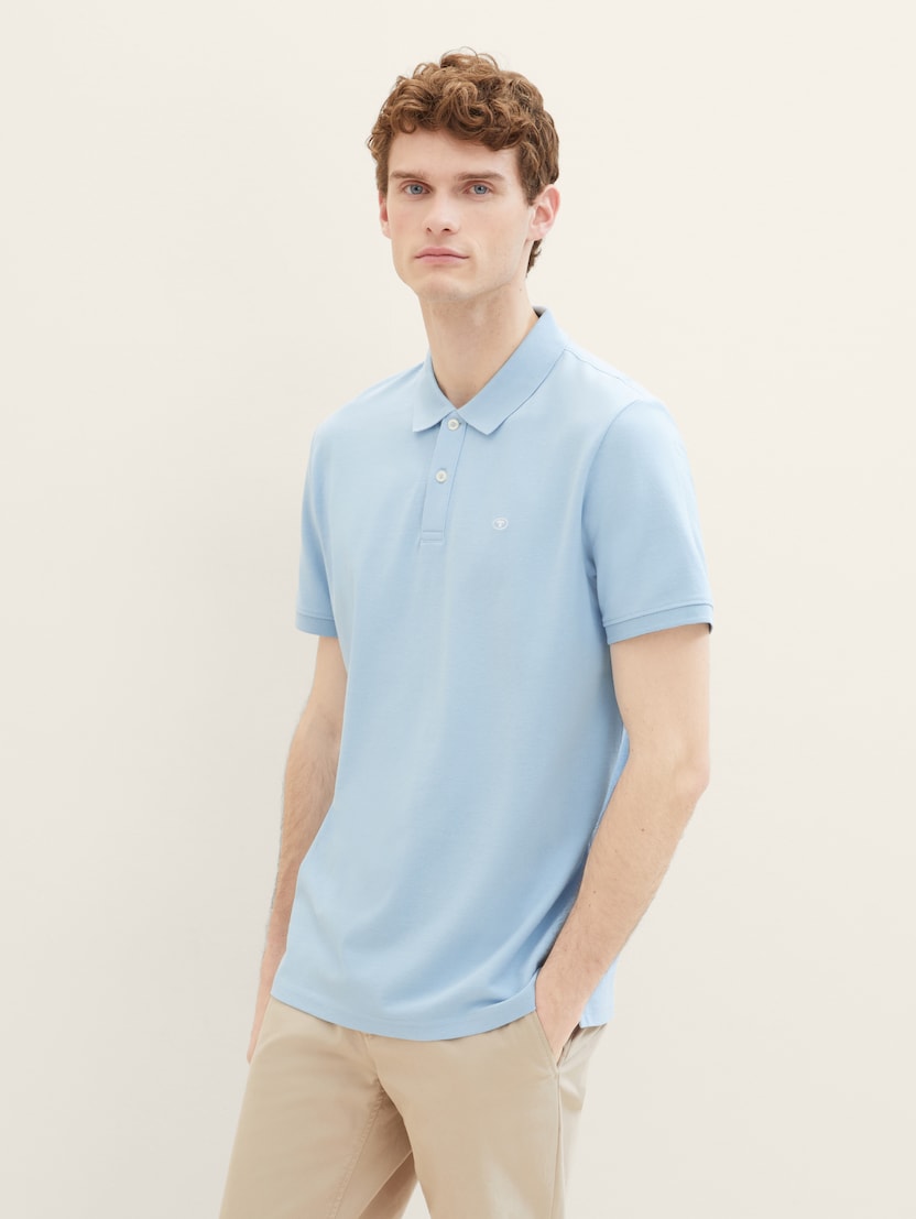Polo-majica s malim izvezenim logom - Plava