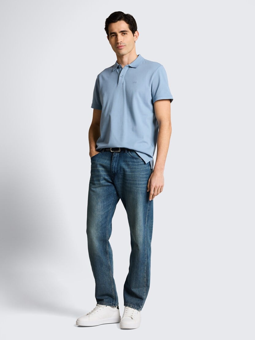 Tricou polo cu logo brodat mic - Albastru_2942802