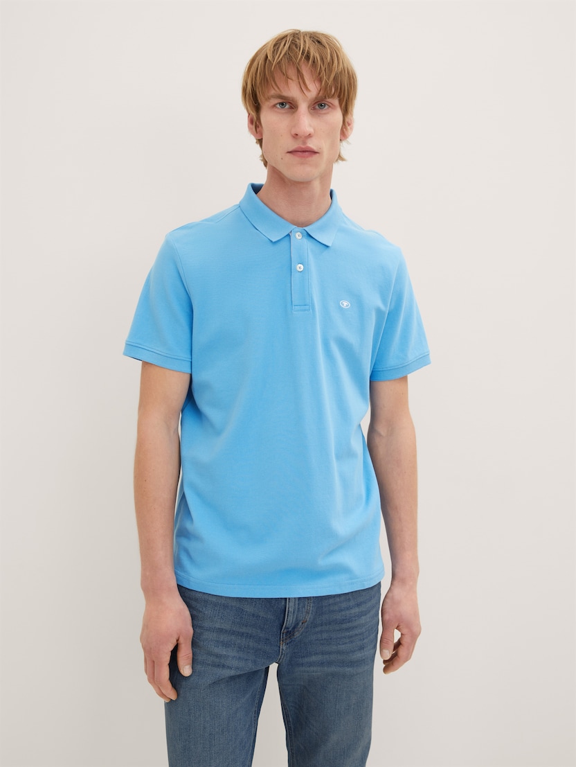  Bluză polo cu logo mic brodat - Albastru-1031006-18395-16