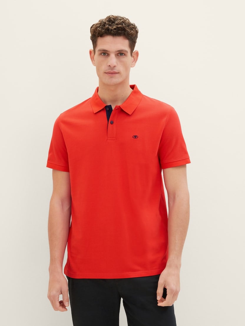 Polo-majica s malim izvezenim logom - Crvena