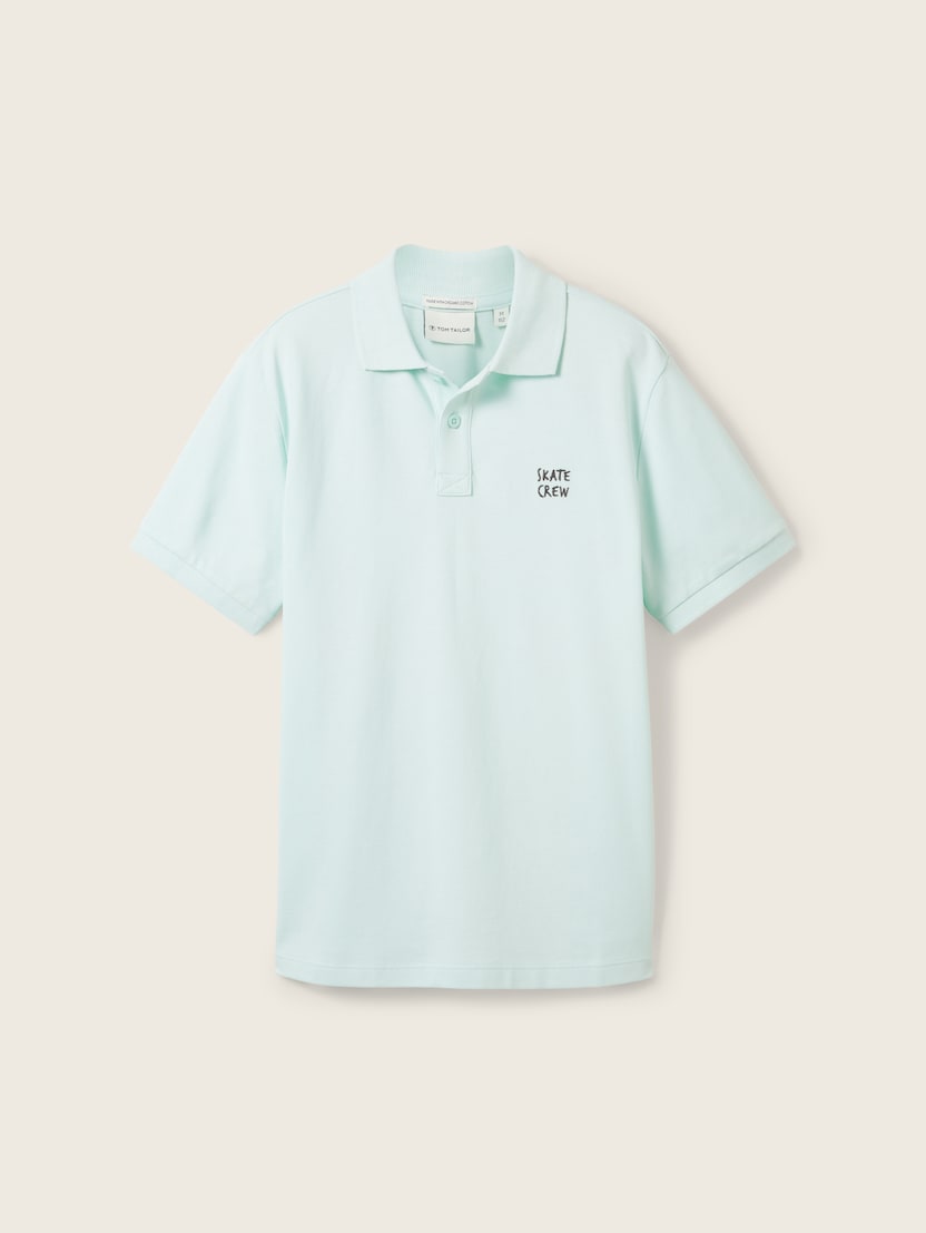 Polo-majica s malim izvezenim logom - Zelena-1041746-34436-14