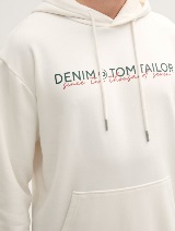 Potiskan pulover s kapuco - Bela_4882354