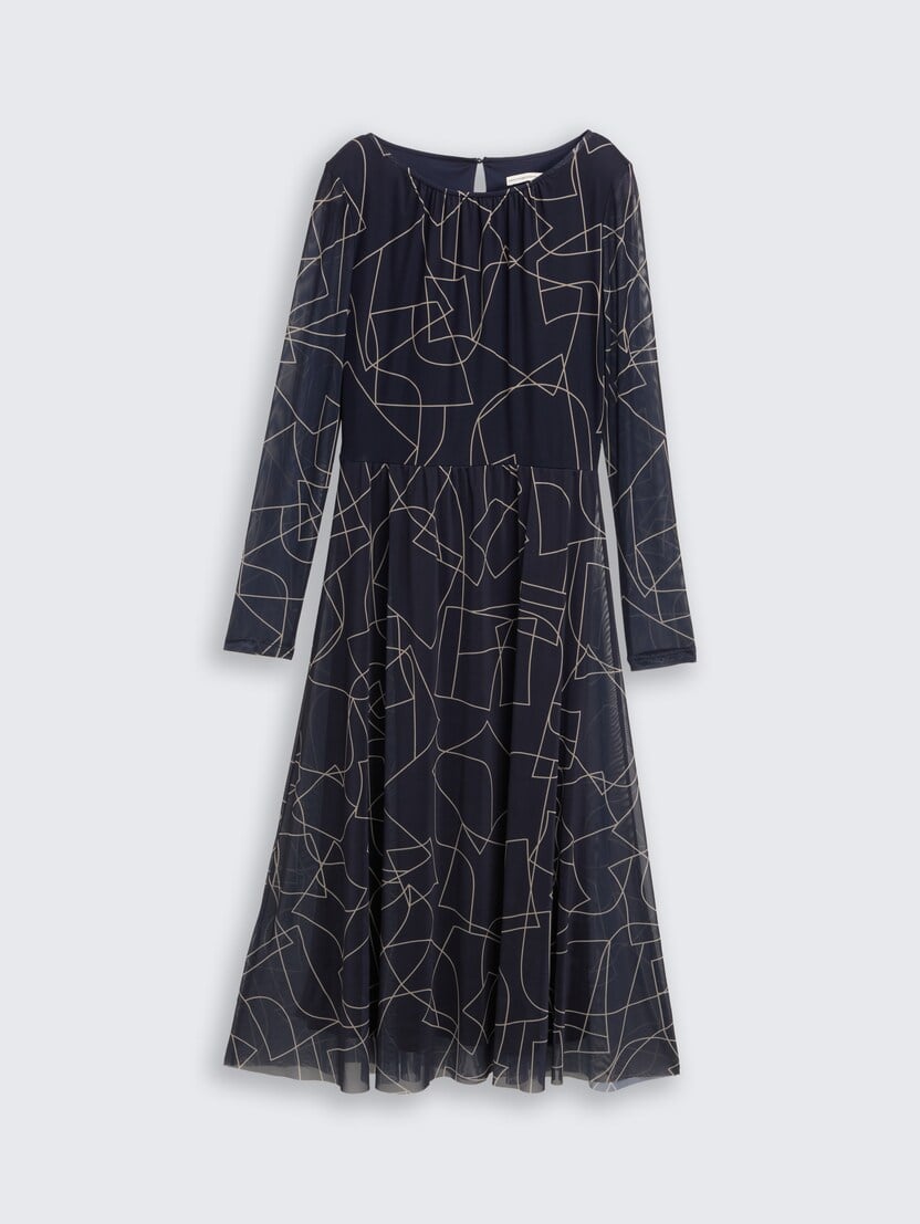 Haljina sa mrežastim printom - Plava-1047637-30195-15