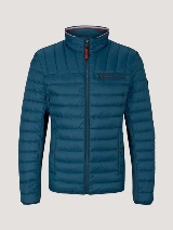 Prošivena hibridna jakna s džepom na prsima s patentnim zatvaračem - Plava_4945852