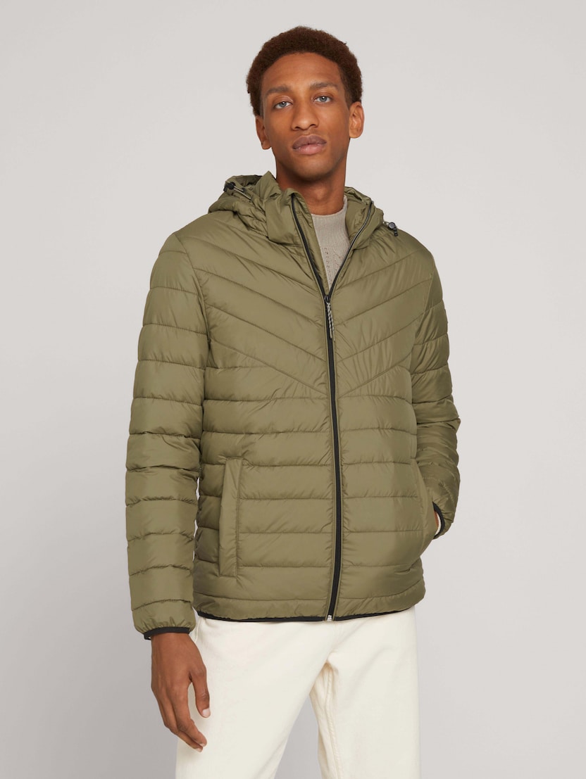 Prijelazna prošivena jakna s kapuljačom - Zelena