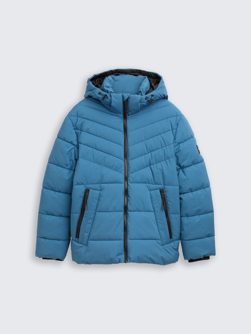 Jachetă matlasată cu glugă - Albastru_4877116