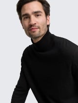 Pulover din bumbac şi caşmir - Negru_1324691