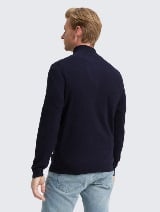 Pulover din bumbac şi caşmir - Albastru_7336209