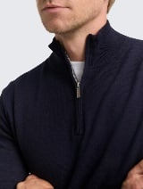 Pulover din bumbac şi caşmir - Albastru_7336209