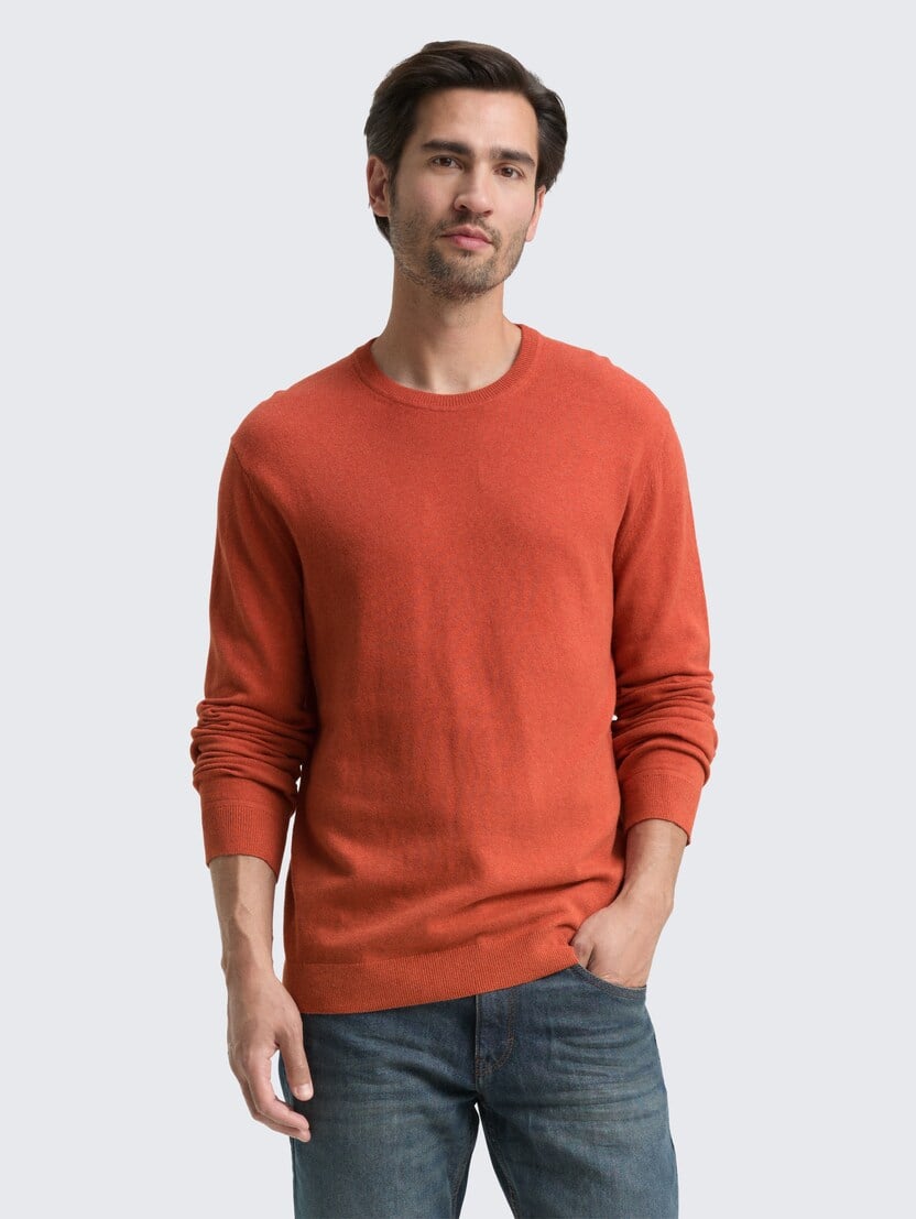 Pulover din bumbac şi caşmir - Portocaliu-1048015-38680-16